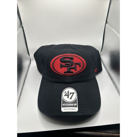 San Francisco 49ers ’47 Clean Up Adjustable Hat - Black with Red Logo - New - Picture 1 of 6